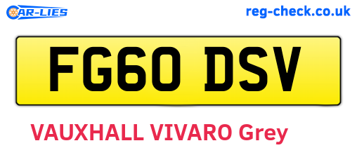 FG60DSV are the vehicle registration plates.