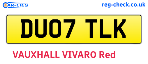 DU07TLK are the vehicle registration plates.