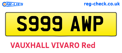S999AWP are the vehicle registration plates.