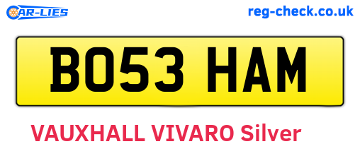 BO53HAM are the vehicle registration plates.