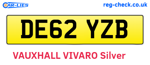 DE62YZB are the vehicle registration plates.