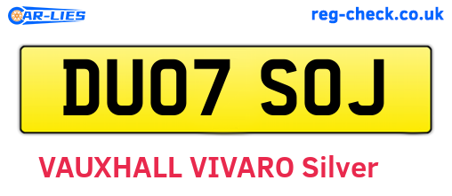 DU07SOJ are the vehicle registration plates.