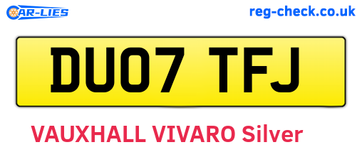 DU07TFJ are the vehicle registration plates.