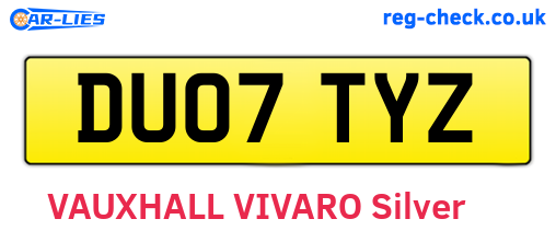DU07TYZ are the vehicle registration plates.