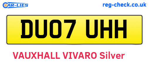 DU07UHH are the vehicle registration plates.