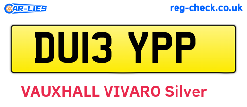 DU13YPP are the vehicle registration plates.
