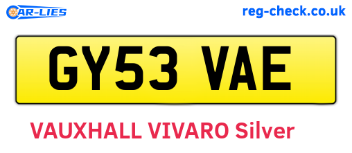GY53VAE are the vehicle registration plates.
