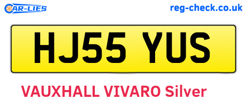 HJ55YUS are the vehicle registration plates.
