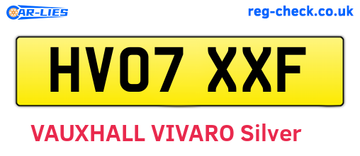 HV07XXF are the vehicle registration plates.