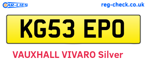 KG53EPO are the vehicle registration plates.