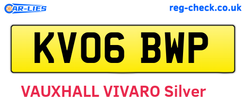 KV06BWP are the vehicle registration plates.