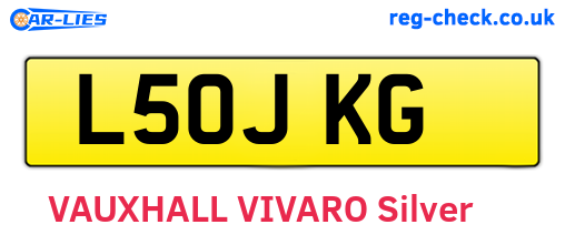 L50JKG are the vehicle registration plates.