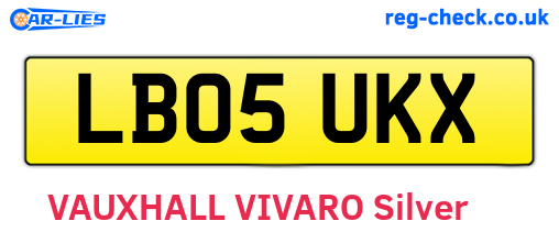 LB05UKX are the vehicle registration plates.