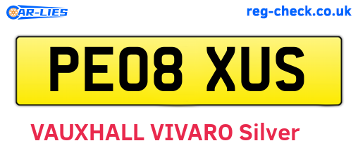 PE08XUS are the vehicle registration plates.