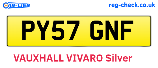 PY57GNF are the vehicle registration plates.