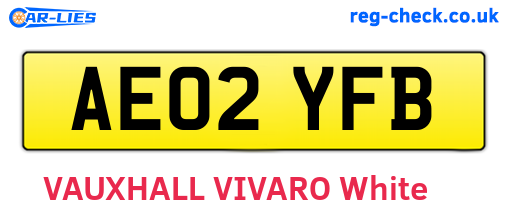 AE02YFB are the vehicle registration plates.