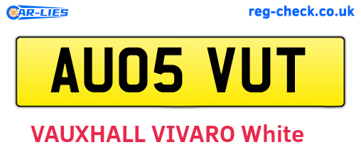 AU05VUT are the vehicle registration plates.