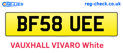 BF58UEE are the vehicle registration plates.