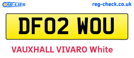 DF02WOU are the vehicle registration plates.