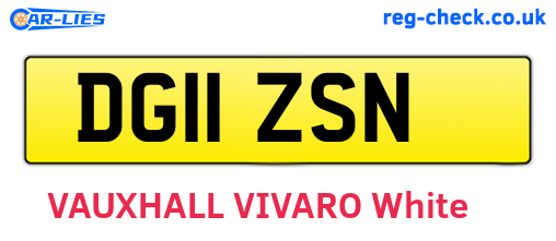 DG11ZSN are the vehicle registration plates.