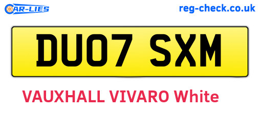 DU07SXM are the vehicle registration plates.