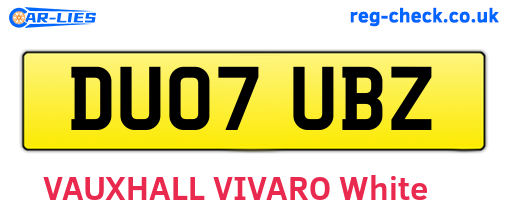 DU07UBZ are the vehicle registration plates.