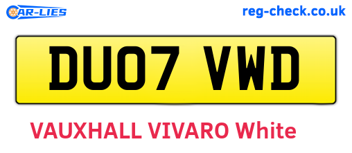 DU07VWD are the vehicle registration plates.