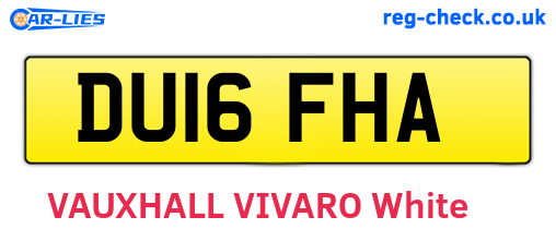 DU16FHA are the vehicle registration plates.