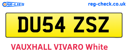 DU54ZSZ are the vehicle registration plates.