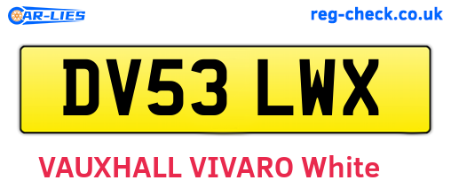 DV53LWX are the vehicle registration plates.