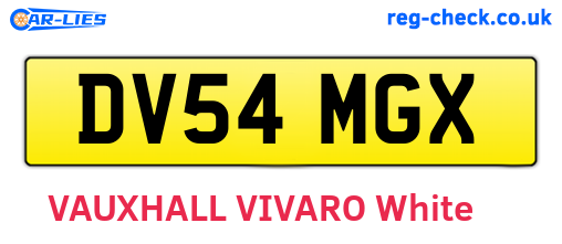 DV54MGX are the vehicle registration plates.