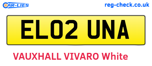 EL02UNA are the vehicle registration plates.