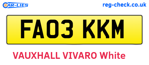 FA03KKM are the vehicle registration plates.