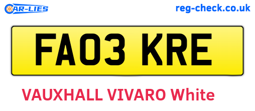 FA03KRE are the vehicle registration plates.