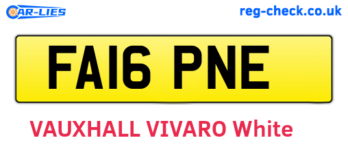 FA16PNE are the vehicle registration plates.