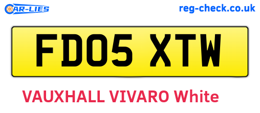 FD05XTW are the vehicle registration plates.