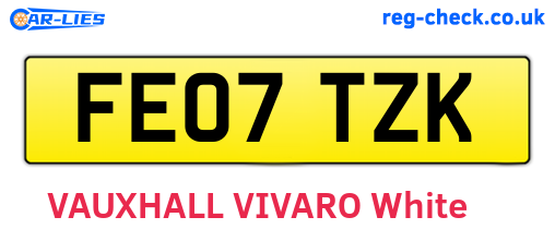 FE07TZK are the vehicle registration plates.