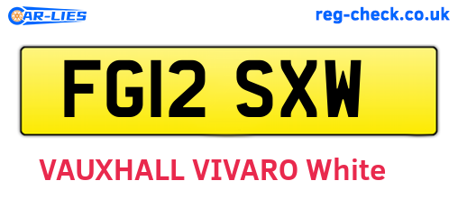FG12SXW are the vehicle registration plates.