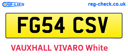 FG54CSV are the vehicle registration plates.
