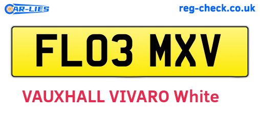 FL03MXV are the vehicle registration plates.
