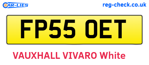 FP55OET are the vehicle registration plates.