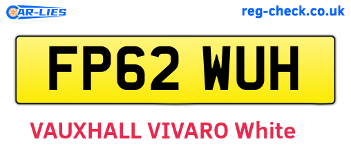 FP62WUH are the vehicle registration plates.