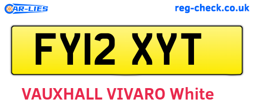 FY12XYT are the vehicle registration plates.