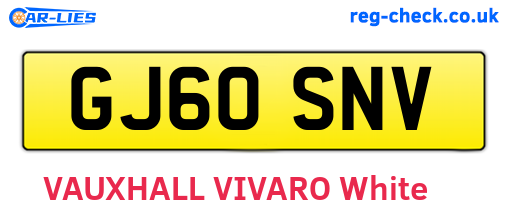 GJ60SNV are the vehicle registration plates.