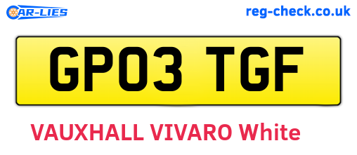 GP03TGF are the vehicle registration plates.