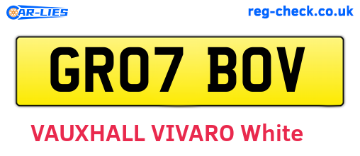 GR07BOV are the vehicle registration plates.