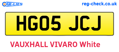 HG05JCJ are the vehicle registration plates.