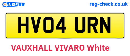 HV04URN are the vehicle registration plates.