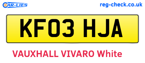 KF03HJA are the vehicle registration plates.