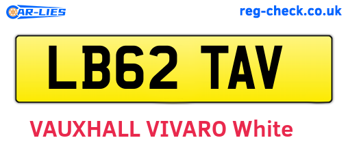 LB62TAV are the vehicle registration plates.